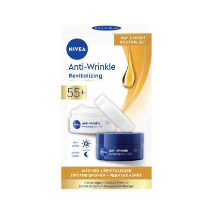 NIVEA ANTI WRINKLE Възстановяващ дневен крем + нощен крем 55+, 50мл.