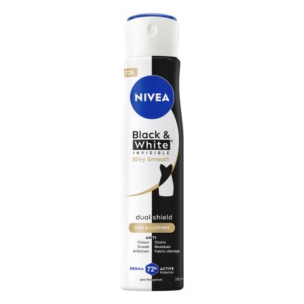 NIVEA INVISIBLE ON BLACK & WHITE SILKY SMOOTH  Део спрей дамски XL, 250 мл.