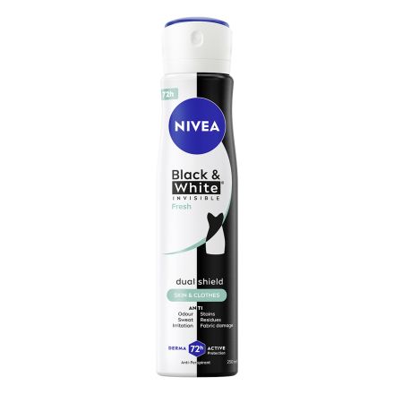 NIVEA INVISIBLE ON BLACK & WHITE FRESH, Део спрей дамски XL, 250 мл.