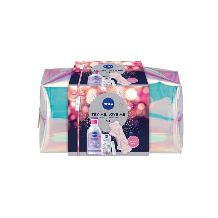 NIVEA TRY ME LOVE ME Подаръчен комплект серум, мицеларна вода, балсам за устни, лента