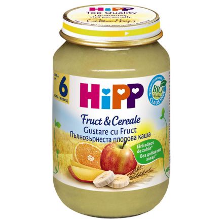 HIPP BIO Пюре пълнозърнеста каша плодова 4800, 190 гр