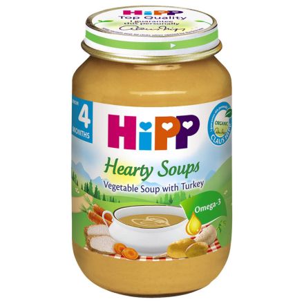 HIPP BIO Пюре Зеленчукова супа с пуешко месо 4+месеца 7930, 190 г