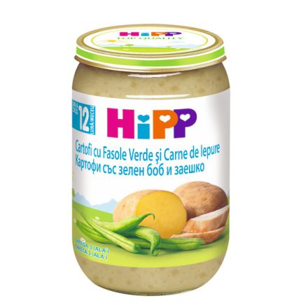 HIPP Пюре Картофи със зелен боб и заешко месо 12+месеца 6853, 220 г