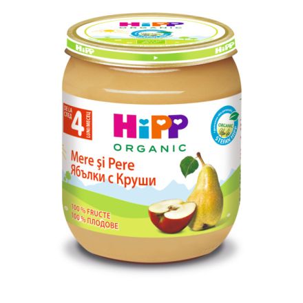 HIPP BIO Пюре Ябълки с круши 4+месеца 4320, 125 г