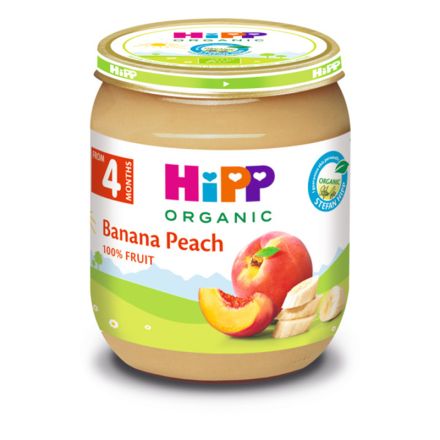 HIPP Био пюре банан и праскова 4396 125 г
