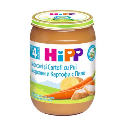 HIPP BIO Пюре моркови, картофи с пилешко месо 6264, 190 гр