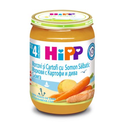 HIPP Пюре сьомга с ранни моркови и картофи 6105, 190 гр 