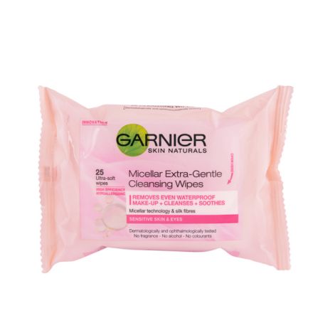 GARNIER SKIN NATURALS CLEANSING WIPES MICELLAR SENSITIVE SKIN Мокри кърпи за отстраняване на грим 25 бр. 