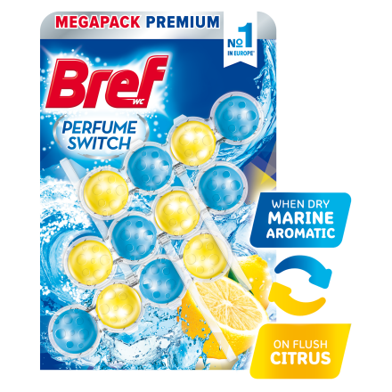BREF WC PERFUME SWITCH FLORAL MARINE AROMATIC & FLUSH CITRUS Ароматизатор за тоалетна, 3 х 50 гр.