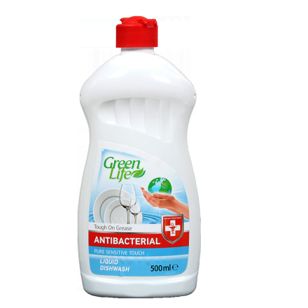 GREEN LIFE ANTIBACTERIAL CLASSIC Препарат за миене на съдове PURE SENSITIVE TOUCH, 500 мл.