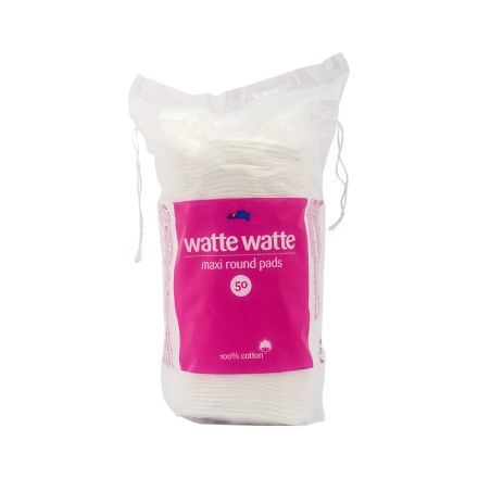 WATTE WATTE MAXI ROUND Тампони за почистване на грим кръгли, 50 бр..